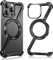 SEZQMA Metal Bumper Case for iPhone 16 Pro Max, Minimalist Z Aluminum Cover Design, Compatible with MagSafe, Ultra Thin Frameless Frame with 360° Rotatable Magnetic Ring, Black Titanium