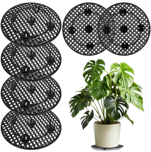 lalago 6 pz. 30cm Supporto per Piante in Vaso Tappetino Rete, Supporto per Piante Rotondo, Fiori Rotondi In Plastica, Supporto Griglia per Drenaggio Bonsai per Interni ed Esterni Pavimenti