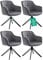 Linele® Esszimmerstühle 4er Set Grau mit FEDERKERN - Drehbar & Samtbezug - Hoher Sitzkomfort - Retrostil & einfache Montage - PVC-frei & Oeko-TEX Zertifiziert, inkl. Lieferung an den Wunschort