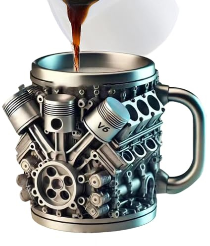 Taza De Acero Inoxidable Con Motores V6, Taza De Café Divertida, Taza De Cóctel Personalizada Con Motores De Coche En 3D, Accesorios Portátiles Reutilizables Para Beber, Regalo De Moda Duradero