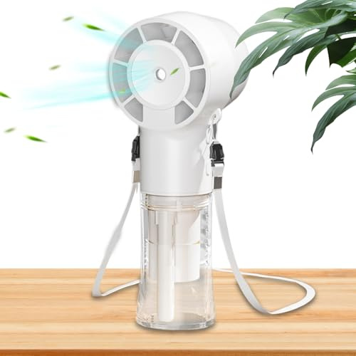 Nudorpn Ventilateur - Ventilateur Puissant 12000 RPM avec Brumisation - de Nuque Rechargeable USB Portable avec Pulvérisation d'Eau pour Voyage et
