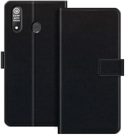 ESACMOT Custodia folio in similpelle per Amico Smartphone XL Nero - Nero | 6 Custodia portafoglio flip con portacarte, supporto e chiusura magnetica, stile dalla texture raffinata