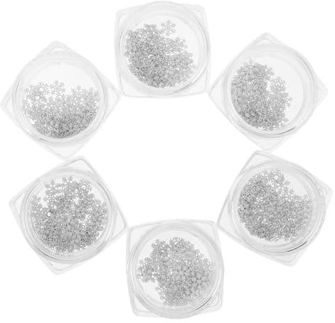 Anneome 6 Schachteln Mini Schneeflocken Nail Art Deko Weiße Glitzer Ornamente für DIY Maniküre Nagelverzierung Kreative Feine Vielseitige Nail Sequins für Nageldesigns