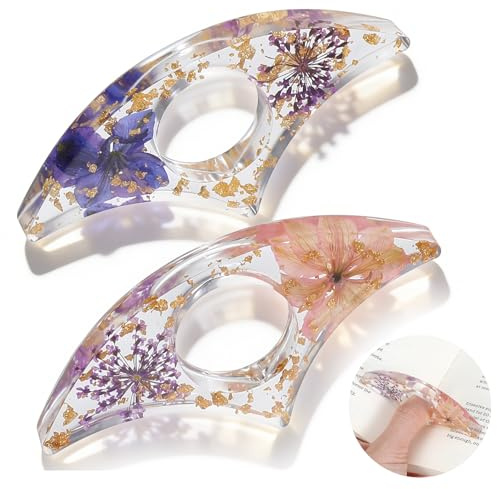 2 Stück Buchseitenhalter Daumen Seitenhalter Daumen Lesezeichen Harz Buchhalter Blumen Book Page Holder Buch Bücher Lesen Zubehör für Lehrer Buchliebhaber