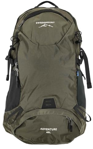Swedemount Adventure 40L Wander-Rucksäcke Unisex, Wasserabweisend | 40 Liter Volumen, Belüftungssystem, 5 Fächer, Trinksystem-kompatibel, Verstellbare Brust- & Hüftgurte