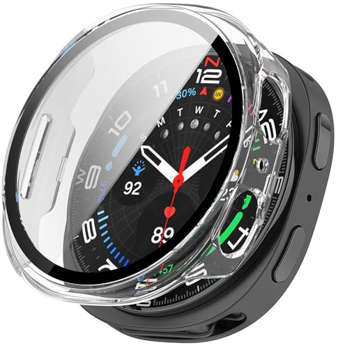 Techsuit für Samsung Galaxy Watch 8 44mm Hülle und Displayschutz mit 360 Grad Vollschutz, Premium Gehärtetes Glas, HD Klarheit, Kratzfest, Defense360 Pro, Transparent