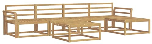 vidaXL Outdoor-Sofagarnitur 6 pcs Weiß 79 x 79 x 37 cm, Patio-Lounge-Set, modernes Outdoor-Sofa, wetterfestes Gartenmöbel, Akazienholz