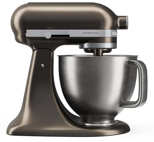 KitchenAid Artisan Plus 4.7L Stand Mixer, Tilt-Head Food Mixer with Stainless Steel Bowl, 10 Speed Settings, Dough Hook, Flat Beater & Wire Whisk Included, Iron Ore