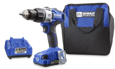 Kobalt Taladro sin escobillas inalámbrico de 24 voltios de iones de litio (Li-ion) de 1/2 pulgadas con batería y funda suave