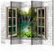 RAUMTEILER/PARAVENT B&D XXL - Paravent Raumteiler Innen Fensterblick Fenster Landschaft 225x172cm 5-teilig Einseitig Raumtrenner Trennwand Holz Room Divider Spanische Wand Raum Abtrennung grau beige