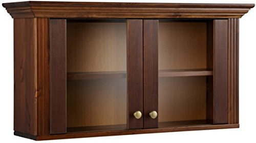 clever-moebel Vitrine aus Kiefernholz kolonialfarben, Hängeschrank, Wohnzimmer-Schrank