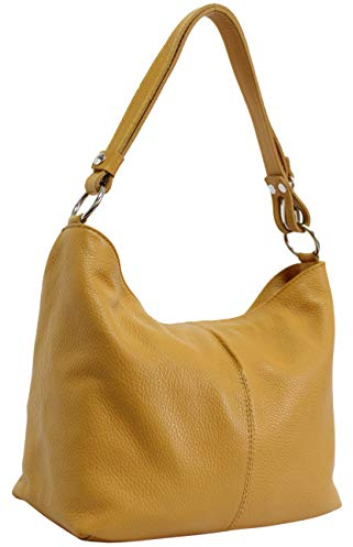 AMBRA Moda GL005 - Borsa con tracolla, borsa a mano in pelle, borsa a spalla, hobo bag da donna (giallo senape)