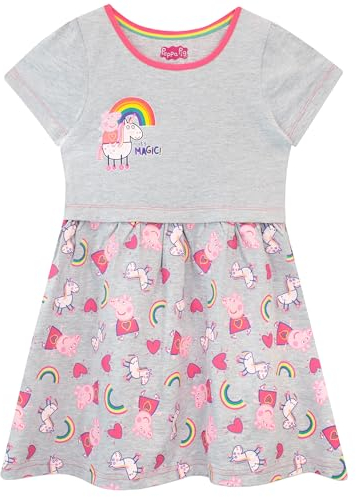 Peppa Wutz Kleid Mädchen | Regenbogen Sommerkleid Mädchen | Kurzarm Kleider Für Kinder Mehrfarbig 104