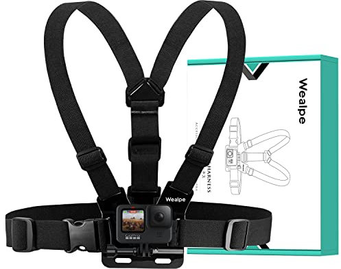 Wealpe Chest Mount Harness Chesty Strap Compatible with GoPro Hero 11, 10, 9, 8, 7, Max, Fusion, Hero (2018), 6, 5, 4, Session, 3+, 3, 2, 1, DJI Osmo, Xiaomi Yi Cameras