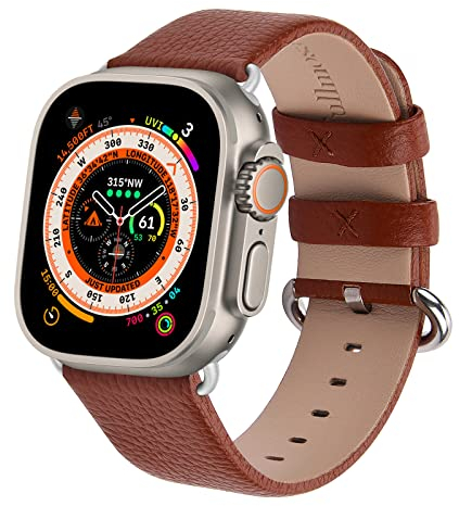 Fullmosa Leather Strap Compatible with Apple Watch Strap 38mm 40mm 41mm 42mm,Leather Replacement Band for iWatch Series 11 10 9 8 7 SE3 SE2 SE 6 5 4 3 2 1,Brown