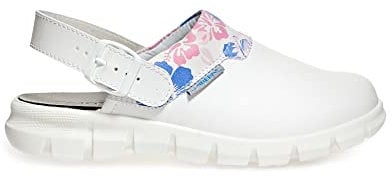 Abeba Clog 7320 – Dynamic Cuir lisse avec imprimé floral Blanc