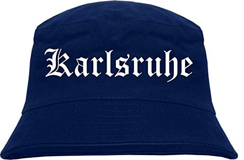 sostex Karlsruhe Fischerhut - Dunkelblau - Altdeutsch - Bedruckt - Bucket Hat Anglerhut Hut L/XL Dunkelblau