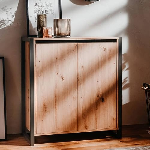 DEINE TANTE EMMA 002899 Denver 1 Artisan Eiche Nb. / anthrazit grau Kommode Sideboard Beistellkommode Stauraumkommode Schuhkommode ca. 80 x 88 x 40 cm