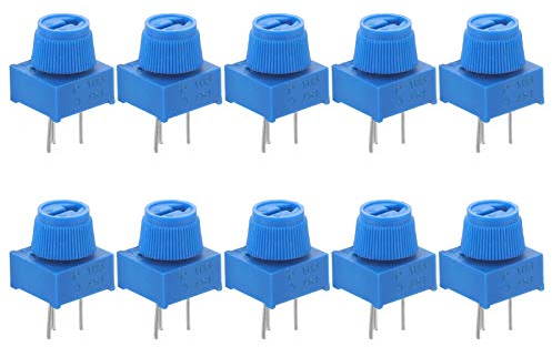 Balacoo 10K Ohm Breadboard Trim Potentiometer with Knob for P103 3 Terminal pin Blue Variable Resistors (Pack of 10 Pcs)