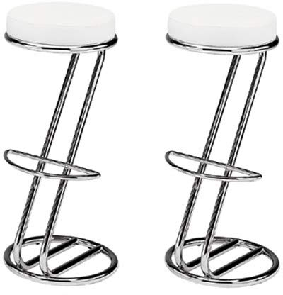 0000 pemora | Barhocker Z Form 2-er Set Zeus/Zeta Barhocker Z Design verchromt Kunstleder weiß