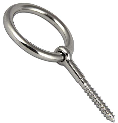 PROTECH 1 Stück Holzschraube mit Ring 6x60mm A4 rostfreier Edelstahl Ösenschraube mit Holzgewinde V4A Ringschraube Augenschraube Schraubösen Augbolzen