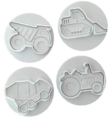 TOSSPER 4pcs / Set Fahrzeug Thema LKW-plätzchen Plunger Kunststoff Ausstecher Form-Kuchen-Dekoration-Deckel