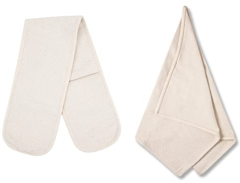 1 x Natural Double Oven Glove and 1 x Oven Cloth 100% Cotton