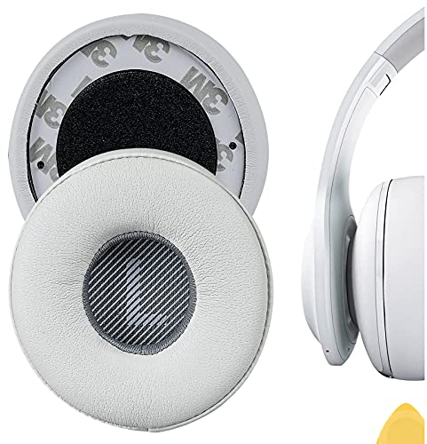 Geekria QuickFit Almohadillas de repuesto de piel de proteína para auriculares JBL Everest 300, V300BT, almohadillas para auriculares, piezas de reparación (blanco)