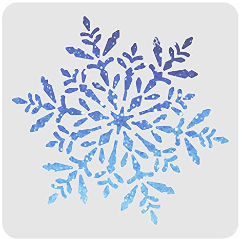 FINGERINSPIRE Groß Schneeflocken Schablone 30x30cm Wiederverwendbar Schneeflocken Malerei Schablone Quadrat Kunststoff Blumen Schablonen für Erstellen DIY Handwerk Dekor und Heimdekoration
