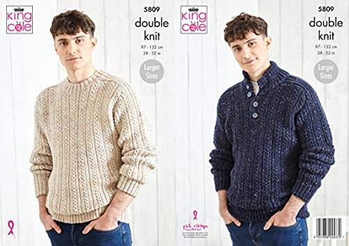 King Cole 5809 Knitting Pattern Mens Crew Neck and Collared Sweaters in Merino DK
