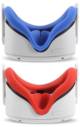 OOAVR 2-teiliges Set VR Gesichtsabdeckung, wasserdichte und schmutzabweisende Ersatz Gesichtspad VR Gesichtsabdeckung zubehör für Oculus Quest 2 (2-Stücke/rot+blau)