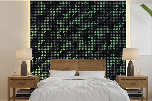 Selbstklebend Tapete Wandpapier Wandaufkleber Fototapete Tapeten Wanddeko 300x300 cm Camouflage-Muster aus grünen und grauen Punkten