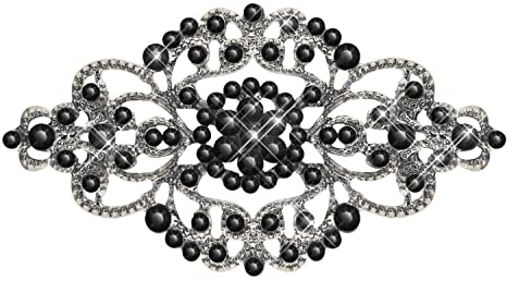 KristLand Gotische Kristall Brosche Art Deco Retro Strass Hochzeit Modische Glam Outfits Vintage Braut Blumen Kristallband Brosche Party Geschenk für Frauen Damen