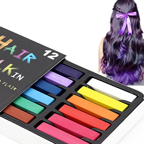 CHSEEO 12 Farben Haarkreide Kinder Auswaschbar Ungiftig, Geeignet für Cosplay Partys, Kinderfeste, Karneval, Halloween-Party, Maskerade, Einfach, Leicht zu Bedienen und Einfach zu Säubern