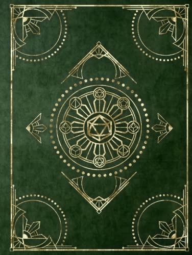 RPG Character Journal: DnD 5e Character Sheets and Lined Paper Notebook | Dark Green Art Deco | Character, Campaign, and Spell Journal for Role Play Games