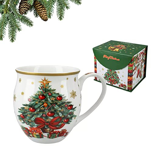 Carmani - Grande tasse de Noël, tasse festive pour thé, café, chocolat chaud décorée avec le thème de Noël, 475 ml