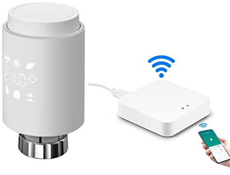 Thermostat Heizkörperthermostat Elektronisch - Smart Programmierbares WLAN Erweiterbares Heizkörperthermostatventil - Thermostat heizung Digital - Kompatibel für Google-Home und AIexa (Hub enthalten)