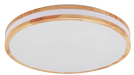 Lindby LED Deckenlampe Holz Ø49,5 cm, mit Fernbedienung dimmbar wechselbare Lichtfarbe 30W Wohnzimmerlampe Deckenleuchte Esszimmer