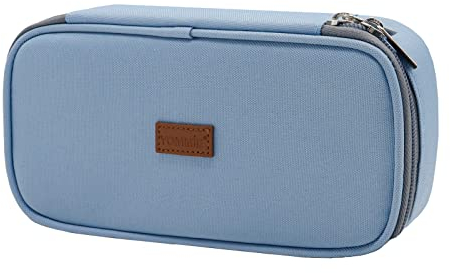 Yommie Federmäppchen Groß Federmappe Jungen Federtasche Schlampermäppchen Jungen Mäppchen Mädchen Teenager Single Etui Schulmäppchen für Schulsachen Stifte Blau