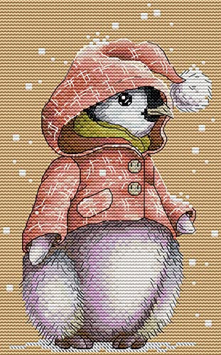 Awesocrafts Kreuzstich Stickpackungen Vorgedruckt Winter Pinguin Bilder Vorlagen Sticken Set Vorgedruckt 11CT 3 Stränge