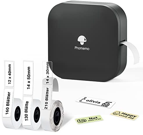 COLORWING Q30 Bluetooth Etikettendrucker, Beschriftungsgerät Selbstklebend Kompatibel Mit Ios Android, Tragbarer Mini Etikettiergerät FüR Zuhause BüRo Schule Etikettierung (Schwarz)