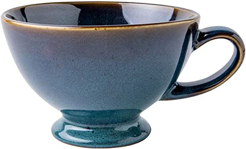 PURYN Bol de petit-déjeuner, céramique, durable, 500 ml, bleu, rond, 14x14x9 cm