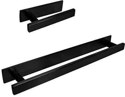 INOXLM Porta Asciugamani | Porta Carta Igienica Da Bagno | Kit Bagno Adesivo | Porta Rotolo Senza Fori | Portarotolo Bagno Adesivo | Porta Rotolo Carta Igienica (Kit completo 2 pezzi, Nero)