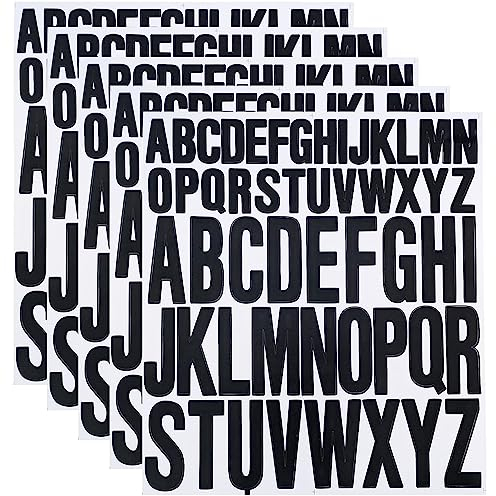 5 Sheet Capital Letter Stickers, 1 Inch 2 Inch Waterproof Vinyl Alphabet Stickers Self Adhesive Letters Stick On Letters for Crafts DIY Poster Window Mailboxes (Black)