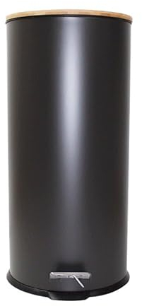 Silumen Poubelle Bois à pédale 30L Ovale - Noir
