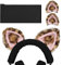 Geekria NOVA Knit Fabric Headband Cover + Cat Ears Attachment Compatible with Razer, SteelSeries, HyperX, Sennheiser, ASTRO, Sony, Logitech, ATH Headphones, Sweat Cover (Leopard Print Pink)