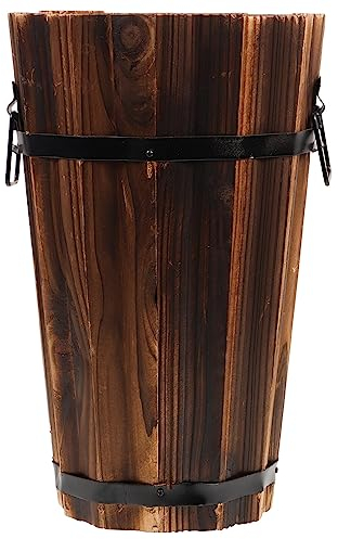 Garneck 1 Pc Pot De Fleurs en Bois Massif Planteur De Seau Rustique Succulentes Plante en Bois Succulent Pot Pots De en Bois Rustique Pot Seau à Charbon De Cheminée Multifonction Cruche