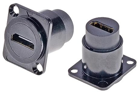 HangTon Paquete de 2 acopladores de enchufe de montaje en panel HDMI, conector impermeable, versión 2.0 4K 30p tipo D, chasis de cable hembra a hembra, extensión de mamparo IP65