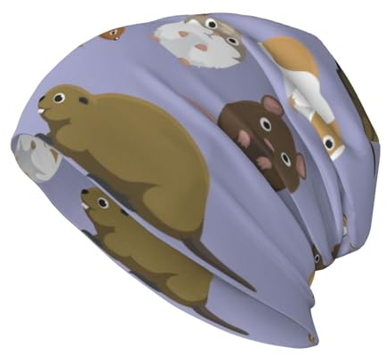 Bonnet tricoté à Motif Chipmunk Mignon Pour adultes unisexes, chapeaux d'hiver en Tricot Ample, Casquette de ski douce et chaude, Chapeau tricoté Noir