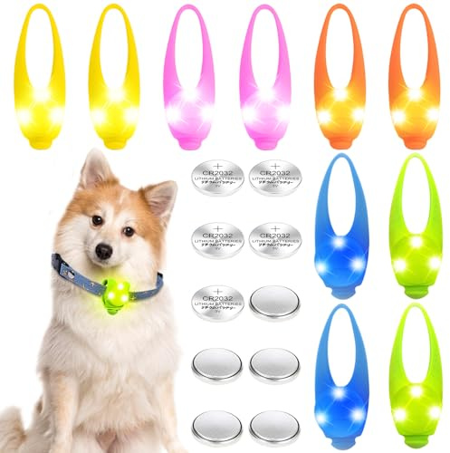 10 Stück Hunde Leuchtanhänger LED Blinklicht, Silikon Hundehalsbandanhänger für Hund Katzen, Haustier Leuchthalsband mit 2 Blinkmodis Sicherheitslicht Clip für Schulranzen, Kinder, Jogger
